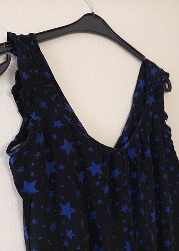 Kadın Mavi Yıldız Desenli Mini Tulum - Görsel 4