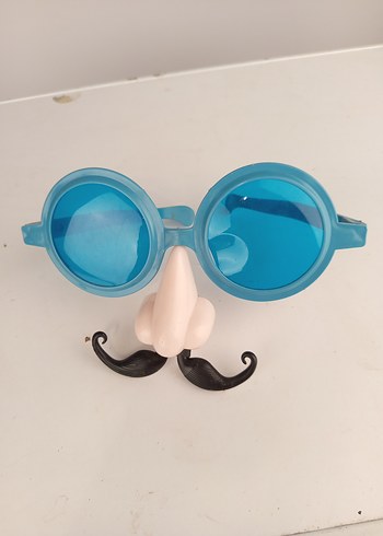 Şeffaf Mavi Retro Parti  Gözlüğü - Görsel 2