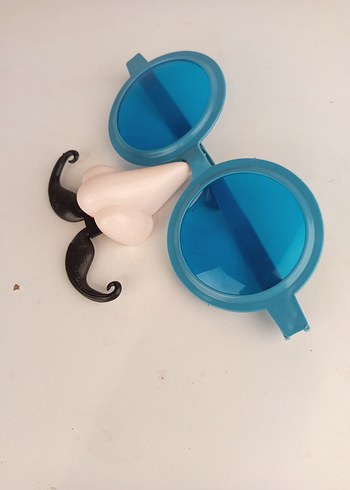 Şeffaf Mavi Retro Parti  Gözlüğü - Görsel 4