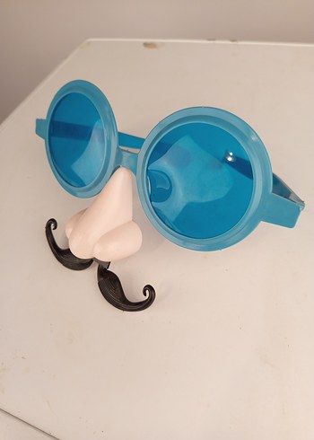 Şeffaf Mavi Retro Parti  Gözlüğü - Görsel 3