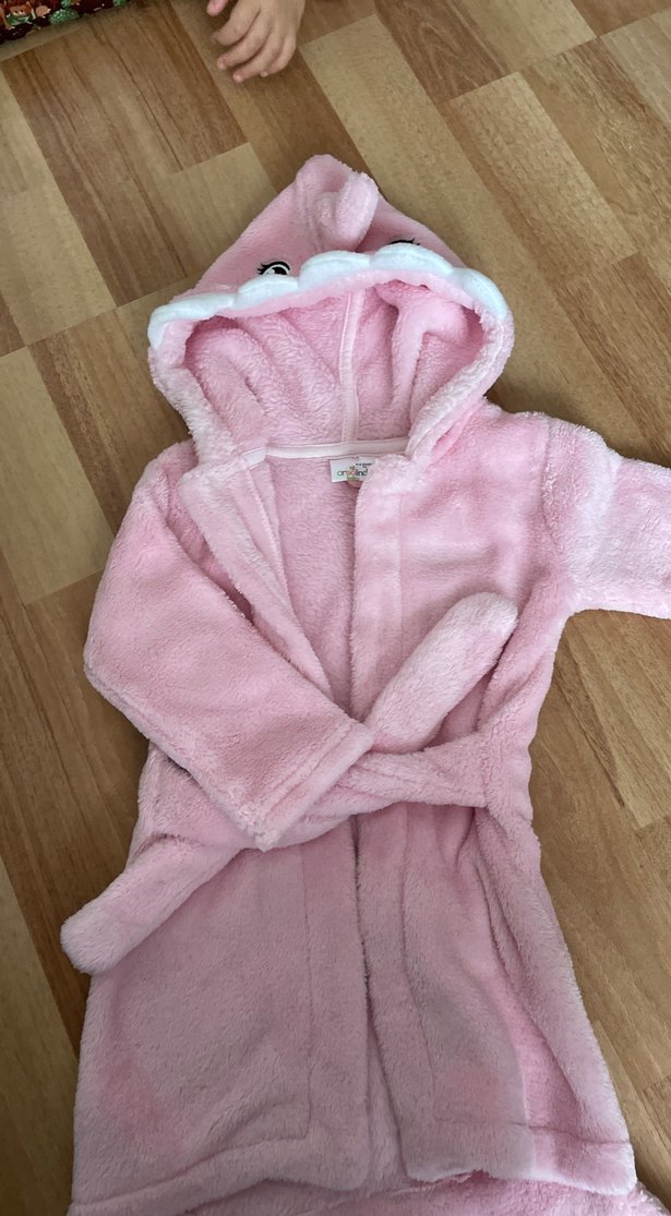 Kız Çocuk Pembe Kapüşonlu Bornoz - Görsel 2