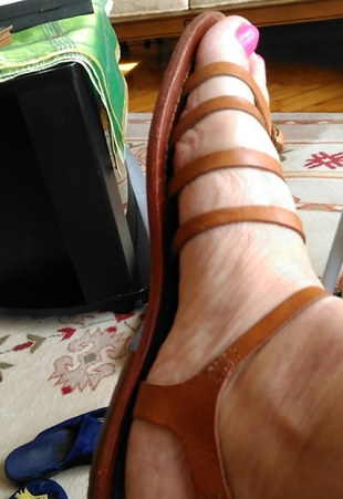 Mavi 40 numara hakiki deri sandalet
