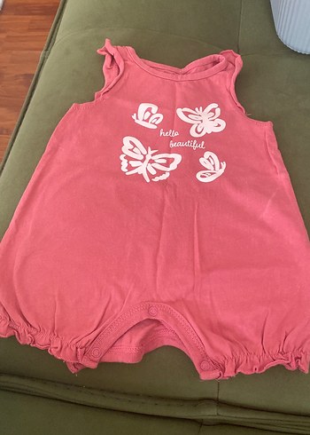 LC Waikiki Pembe Kelebek Baskılı Bebek Tulumu