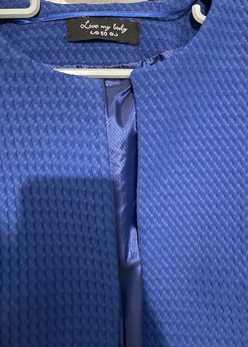 50 Beden Mavi Kadın Midi Blazer Ceket