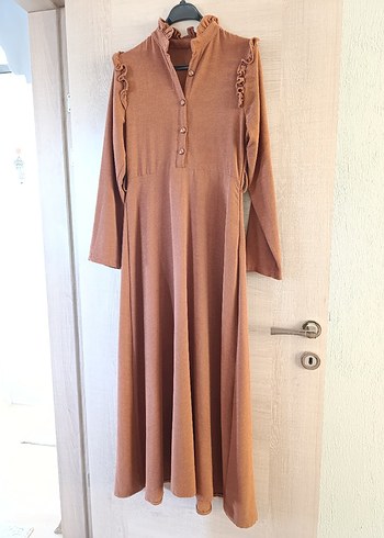 Düğmeli, Uzun Kollu, Bol Kesim Kadın Elbise - Görsel 5