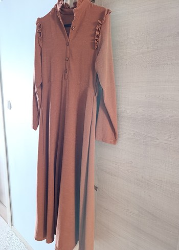 Armine Düğmeli, Uzun Kollu, Bol Kesim Kadın Elbise