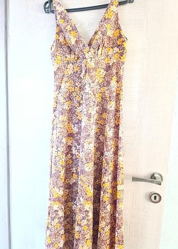 Bohem V Yaka Kolsuz Uzun Elbise - Görsel 8