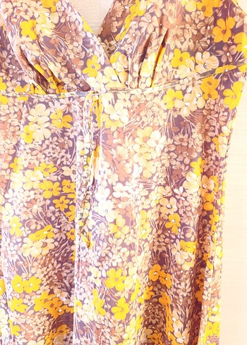 Bohem V Yaka Kolsuz Uzun Elbise - Görsel 7