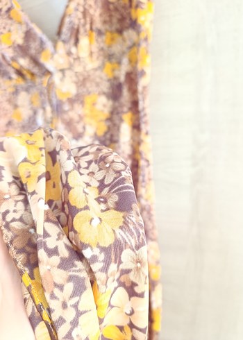 Bohem V Yaka Kolsuz Uzun Elbise - Görsel 6