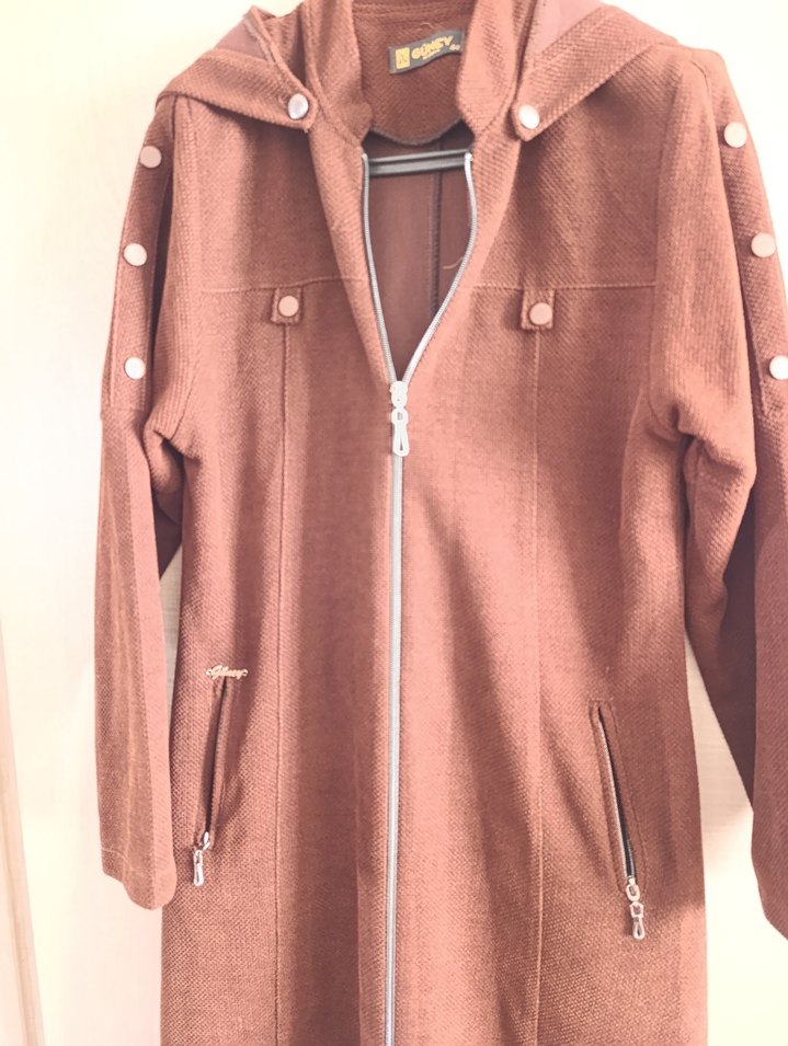 Düğmeli Kahverengi Uzun Kadın Kaban - Görsel 4