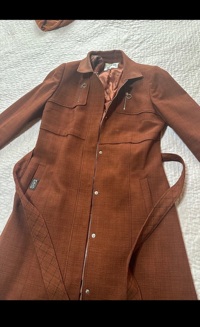 Düğmeli Uzun Kahverengi Kadın Kaban - Görsel 2