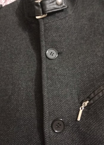 Gri Düğmeli Erkek Midi Kaban - Görsel 6