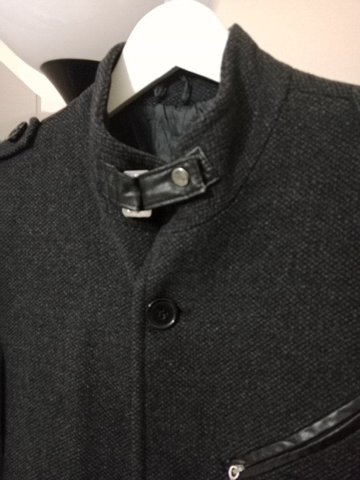 Gri Düğmeli Erkek Midi Kaban - Görsel 2