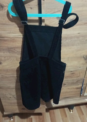 Kadın Siyah Denim Askılı Midi Salopet - Görsel 4