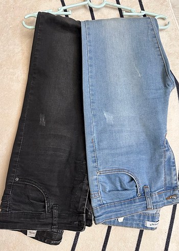 Kadın Fitted Denim Kot Pantolon - Siyah ve Mavi