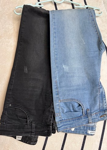 31 Beden Kadın Fitted Denim Kot Pantolon - Siyah ve Mavi