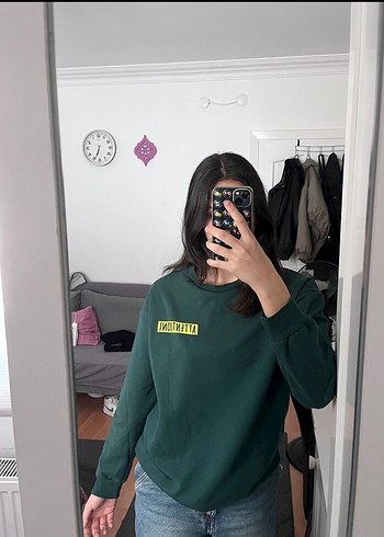 Yeşil Uzun Kollu Baskılı Sweatshirt - Görsel 2