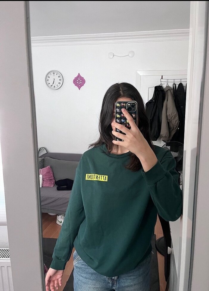 Yeşil Uzun Kollu Baskılı Sweatshirt - Görsel 2