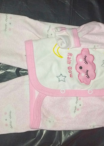 Diğer Pembe Baskılı Uzun Kollu Bebek Kız Takımı