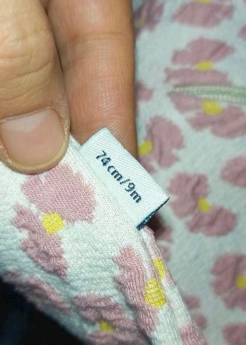 9 Ay Beden Kız Bebek Pembe Baskılı Fermuarlı Tulum