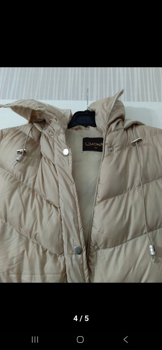 Bej Renk Kadın Şişme Kaban - Görsel 2