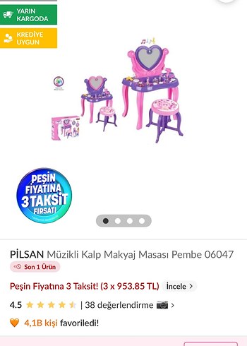 Pembe Kalpli Ayna ve Tabureli Çocuk Oyun Masası - Görsel 6