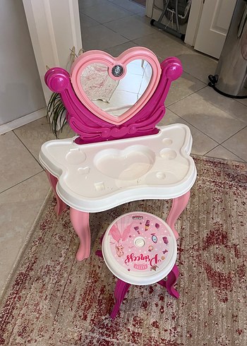 Pembe Kalpli Ayna ve Tabureli Çocuk Oyun Masası - Görsel 4