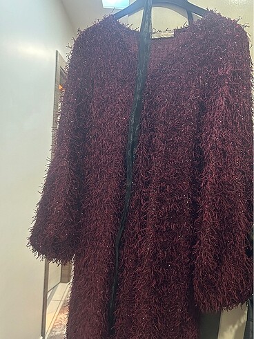 38 Beden bordo Renk Işıl Işıl tesettür abaya hırka