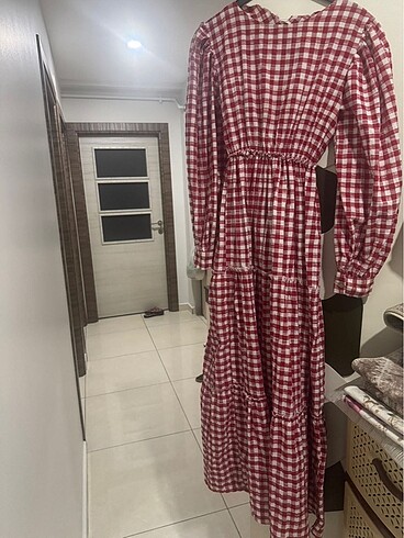 Diğer Kırmızı pötikare elbise