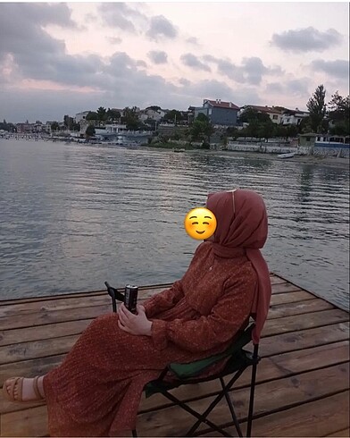 38 Beden camel Renk Piliseli elbise