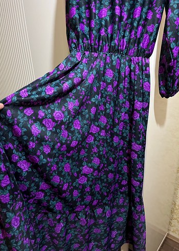 Bohem Tarz Mor Uzun Piliseli Elbise - Görsel 5