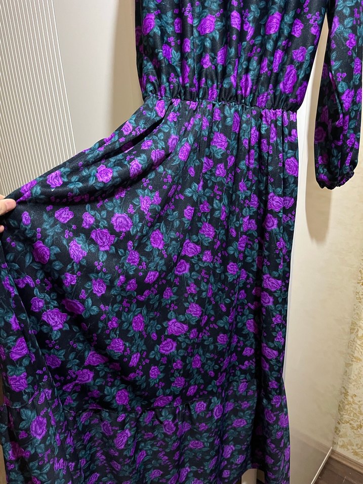 Bohem Tarz Mor Uzun Piliseli Elbise - Görsel 5