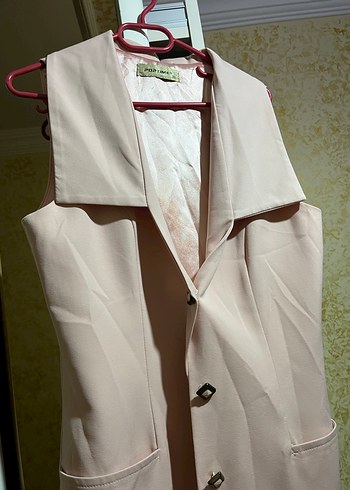 Bej Midi Düğmeli Kadın Yelek - Görsel 2