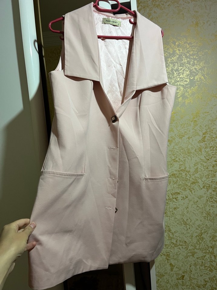 Bej Midi Düğmeli Kadın Yelek - Görsel 5