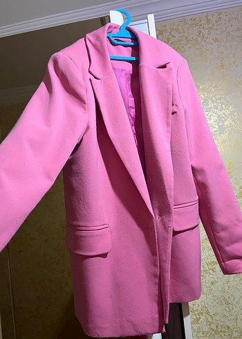 Pembe Kadın Midi Blazer Ceket - Görsel 4