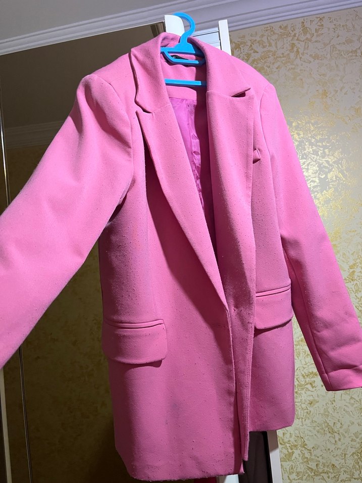 Pembe Kadın Midi Blazer Ceket - Görsel 4