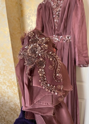 Gül kurusu özel dikim  kuyruklu nişan kıyafeti abiye - Görsel 3