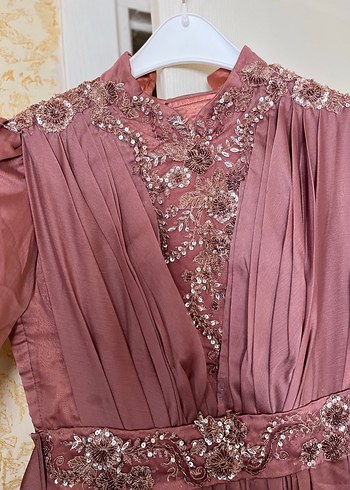 Gül kurusu özel dikim  kuyruklu nişan kıyafeti abiye - Görsel 9