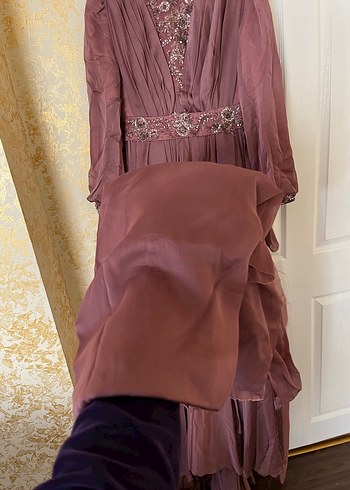 Gül kurusu özel dikim  kuyruklu nişan kıyafeti abiye - Görsel 5