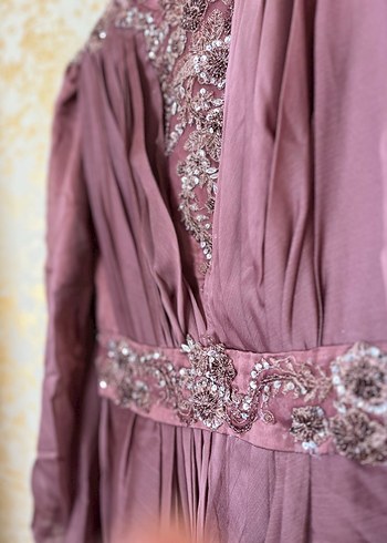 Gül kurusu özel dikim  kuyruklu nişan kıyafeti abiye - Görsel 10