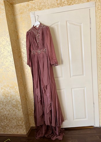 Gül kurusu özel dikim  kuyruklu nişan kıyafeti abiye - Görsel 12