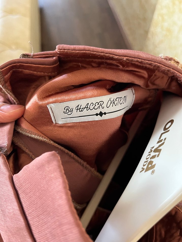 Gül kurusu özel dikim  kuyruklu nişan kıyafeti abiye - Görsel 2