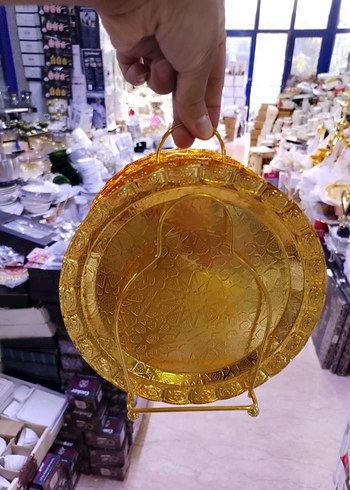 Desenli Altın Renkli 6lı  büyük tatlı Tabak Seti - Görsel 2