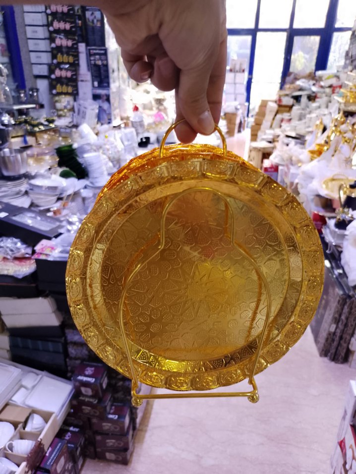 Desenli Altın Renkli 6lı  büyük tatlı Tabak Seti - Görsel 2