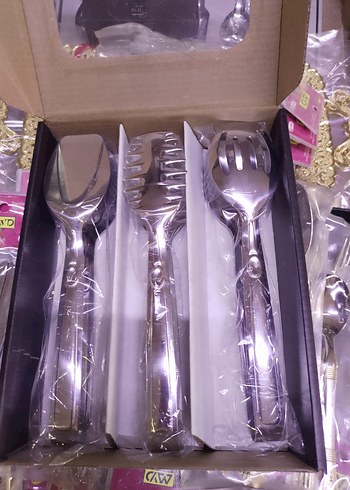 Parlak Beyaz Salata Servis Seti 3'lü