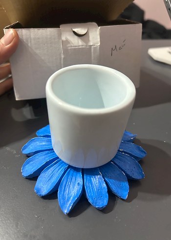 Mavi Çiçekli Seramik Bardak - Görsel 3