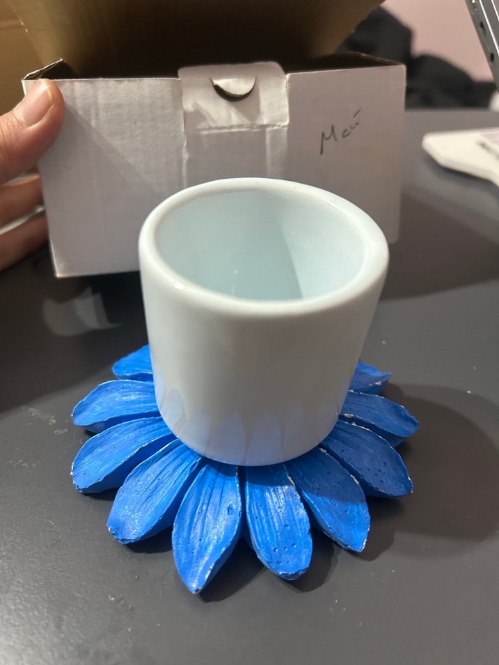 Mavi Çiçekli Seramik Bardak - Görsel 3