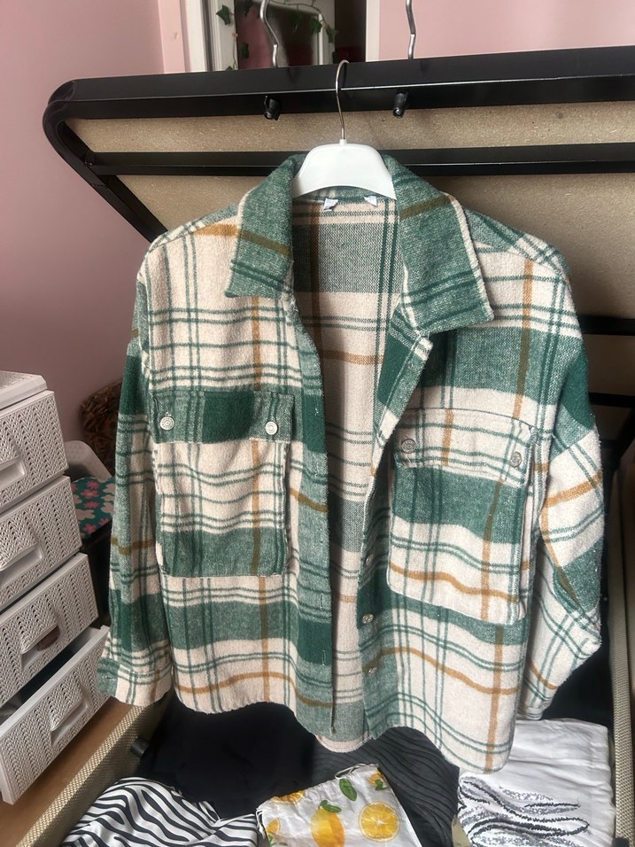 Düğmeli Kareli Pamuklu Kadın Gömlek - Görsel 3