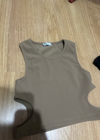 Kadın Kahverengi Mini Kolsuz Atlet - Görsel 2