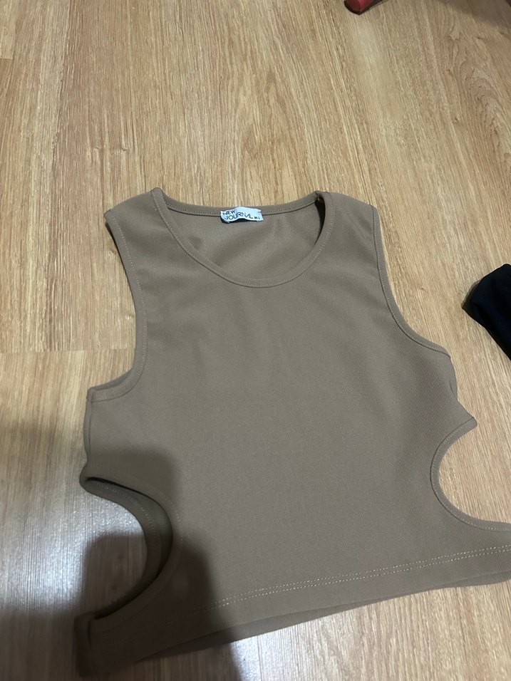 Kadın Kahverengi Mini Kolsuz Atlet - Görsel 2